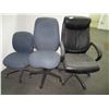 Image 1 : (3) Office Chairs on Castors 1-Black and 2-Blue