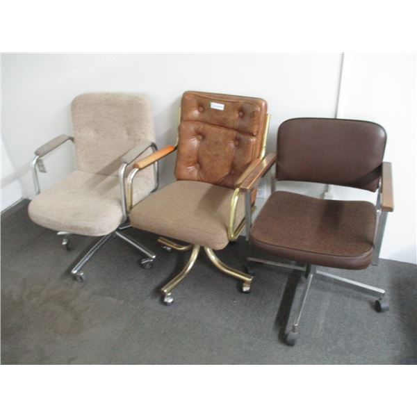 (3) Office Chairs on Castors All-Brown