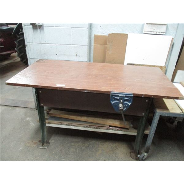 Work Bench 60” X 30” x 33” Tall With Wood Record 52D Vise