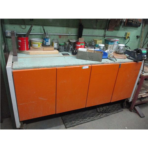 Work Bench 68” X 22” x 37” With Contents Record #3 Vise