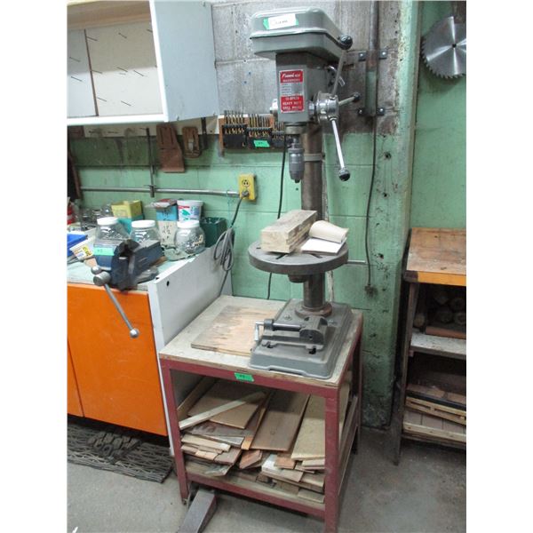 Drill Press With Bits, Vise, and With Metal Stand 24’ x 24” x 26” Tall