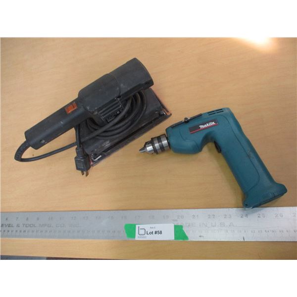 (2) black & Decker Hand Sander & Small Makita Hand Drill