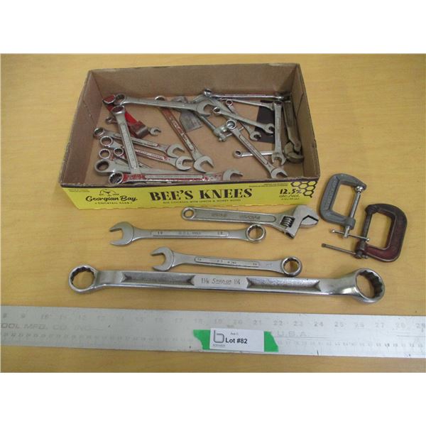 (20+) Lot of Misc. Standard & Metric Wrenches & 2-Clamps