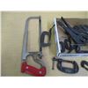 Image 2 : (10+) Lot of Metal Misc. Sized Clamps, Hack Saw, Vise Grips