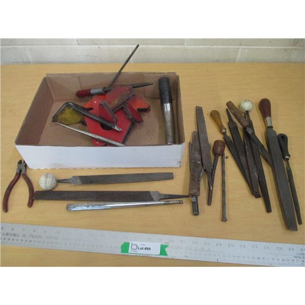 (15+) Lot of: Rasps / Files, Punches, Filings Magnets, Small Wire Cutter