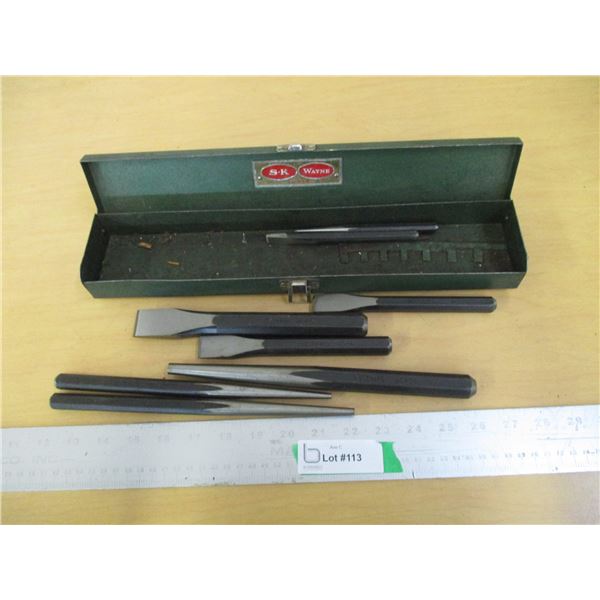 (5+) Misc. Lot Westward of Punches / Chisels in Metal case