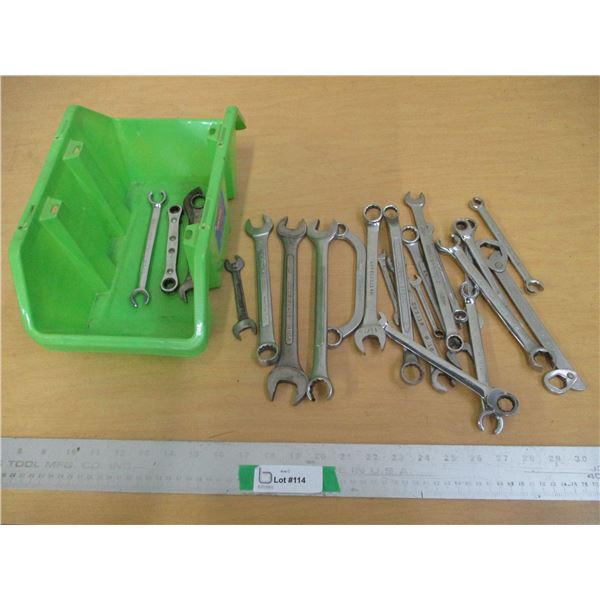 (10+) Plastic Container of Various Sized Wrenches