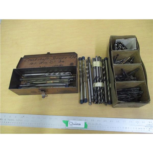 (40+) Misc. Lot of Used Drill Bits In Metal & Container Box
