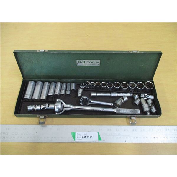 S-K Tools Vintage Deep Standard Sized Sockets, Wrench, & Swivel Socket Wrench