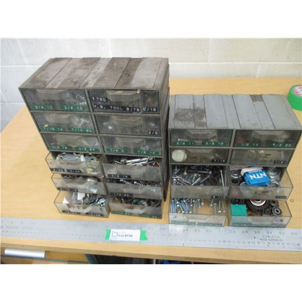 (2) 8 – Drawer & 10-Drawer Mini Cabinets Filled with Misc. items