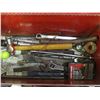 Image 4 : Metal Red Tool Box Filled With Misc. Tools