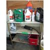 Image 1 : Lot of Misc. Oils, Grease Gun and 3-Tier Shelf 36” x 18” x 40” Tall