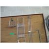 Image 3 : Lot of Hooks, Plastic Pipe, Wire, 4-Wheeled Metal Framed Cart