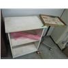 Image 4 : (3) Old Wooden Dresser Micro-Wave Stand & Small Table on Castors