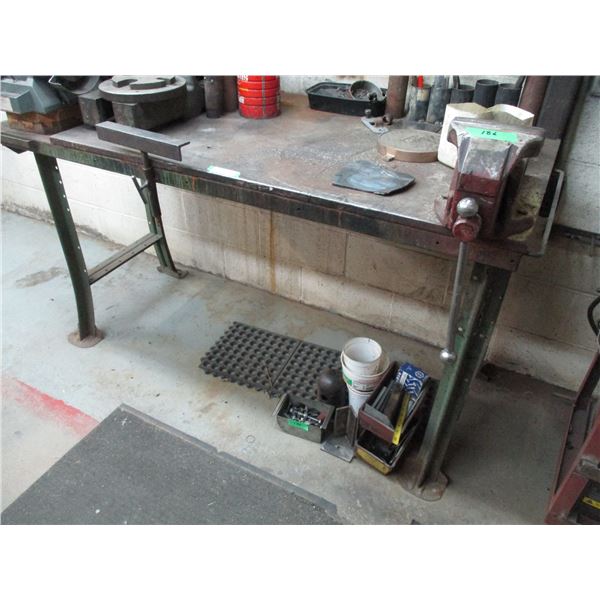 Metal Work Bench 62” x 27” x 34” Tall With Vise
