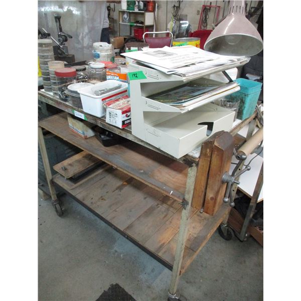 Work Bench 41” x 22” x 36” Tall With 2 x Vise and Contents