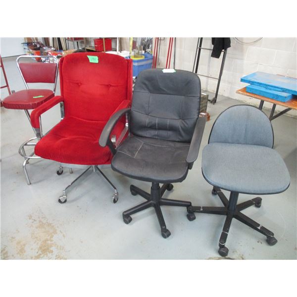 (4) 3 - Office Chairs & 1 Bar Stool