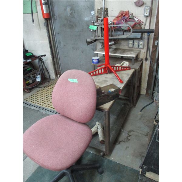 (3)  Steel Tables With Contents – Larger Table 36” x 18” x 25” &