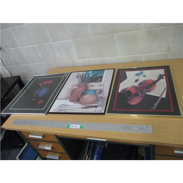 (3) Framed Prints / Photos Floral Themed