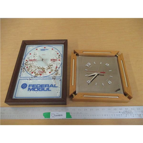 (2) Wood Framed Wall Clocks