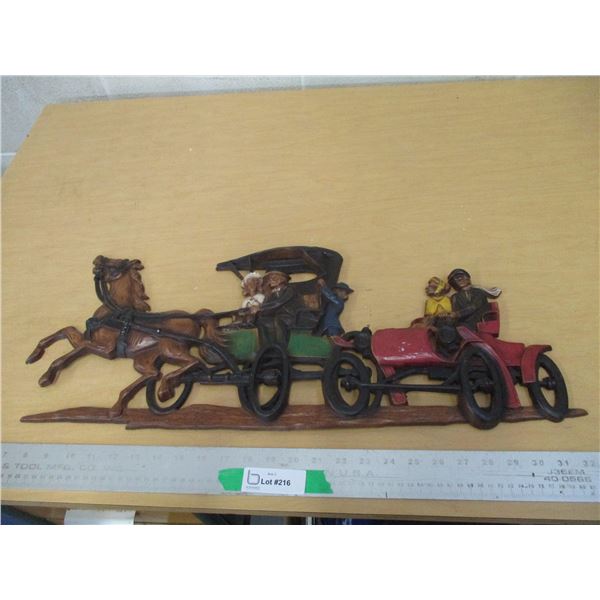 Sexton Metal 1972 Vintage 26” Wall Hanging – Horse & Carriage Theme