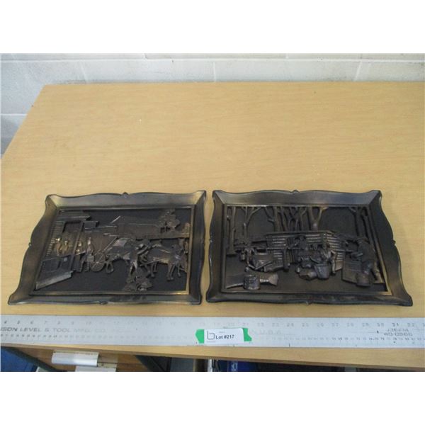 (2) Copper-craft Guild Framed 3D Wall Art Pictures