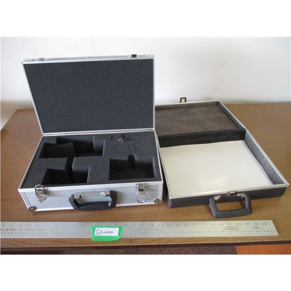 (2) Briefcases / Storage Cases: 1 – Aluminum & 1 – Leather Bound With Key
