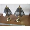 Image 1 : (2) Pair of Matching Brass With Glass Shades Touch Lamps