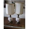 Image 1 : (2) MCM Matching Glass & Metal With Cloth Shades Table Lamps