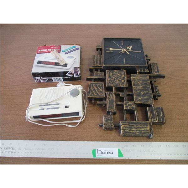 (2) Alarm Clock & Wall Stone Theme Decorative Clock