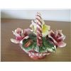 Image 2 : Italian Porcelain / Marked Italy – 10” Long Flower Basket with Slight Damage to Fl