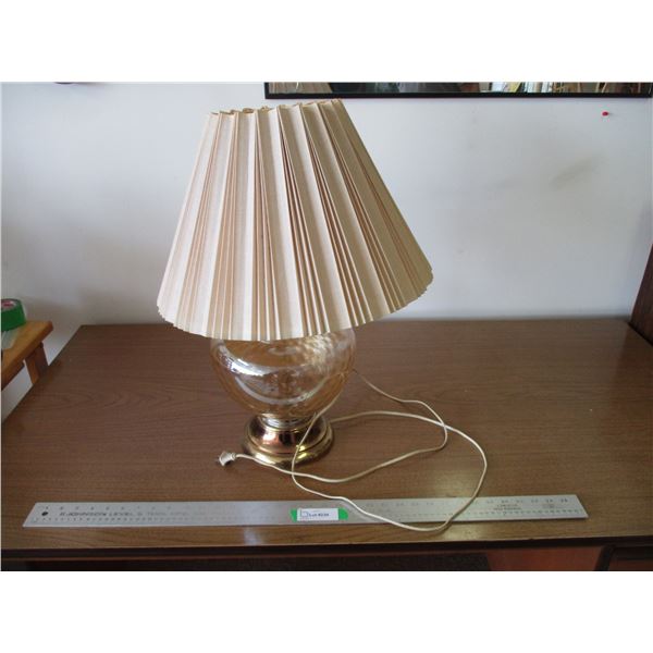 MCM Large Table Lamp Coin Spot Glass and Brass with Paper Shade