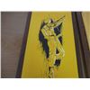 Image 3 : (2) Framed MCM 27” x 15” Yellow Gypsy Dancer & Violin Player Themed Wall Art
