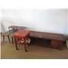 Image 1 : (4) 2 – End Tables; Small Rolling Table; & Large Coffee Table 58” x 19” x