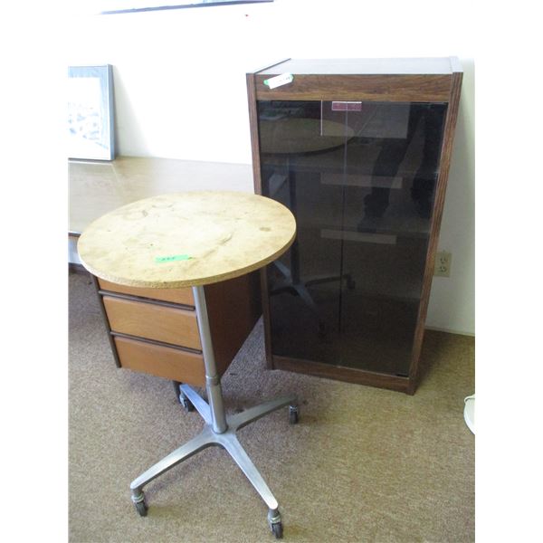 (2) Component Home Stereo Stand With Glass Doors 23” x 16” x 44” Tall & S