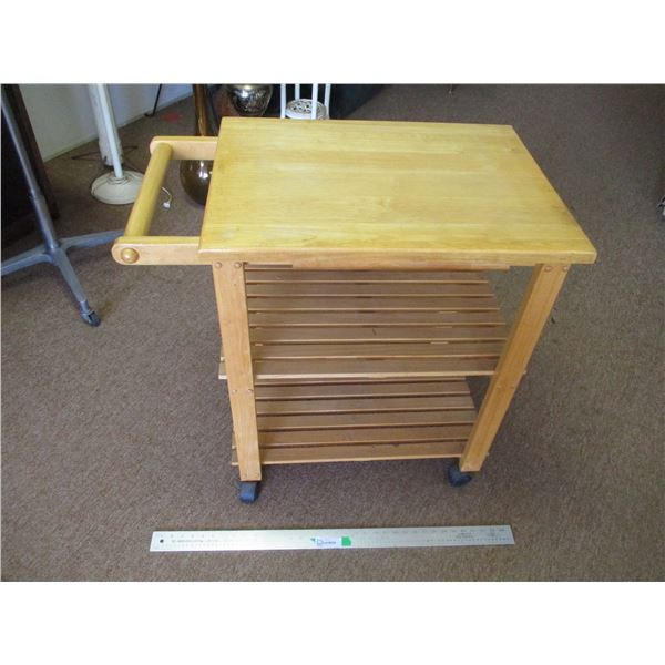Wooden Tea / Serving Cart / Island on Wheels - 26” x 20” x 30” Tall