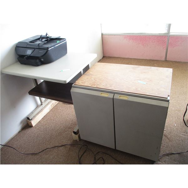 (3) Computer Printer; Metal Storage Cabinet; and Metal Computer Table / Desk