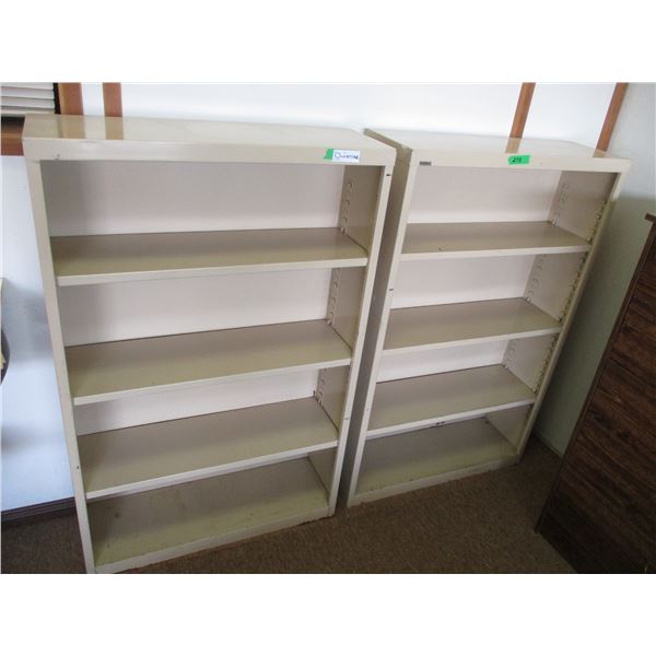(2) Metal Beige Open Bookshelves – 30” x 10” x 48” Tall