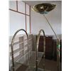 Image 2 : (2)4-Tier Brass With Glass Shelves Open Curio Cabinet & Brass Floor Lamp