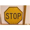 Image 2 : *Vintage Yellow Stop Sign with Pole - Sign is 2' x 2', Post is 104" Long