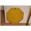 Image 3 : *Vintage Yellow Stop Sign with Pole - Sign is 2' x 2', Post is 104" Long