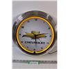 Image 1 : Chevrolet Neon Clock (Battery Powered Clock & Light is Plug-in) - 15" - Works