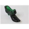 Image 2 : Fenton Replica Green Glass Shoe Figurine - 6"x3"