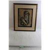 Image 1 : 1960s Egyptian Art on Papyrus - Professionally Framed, Double Matted, 21 1/2" x 26"