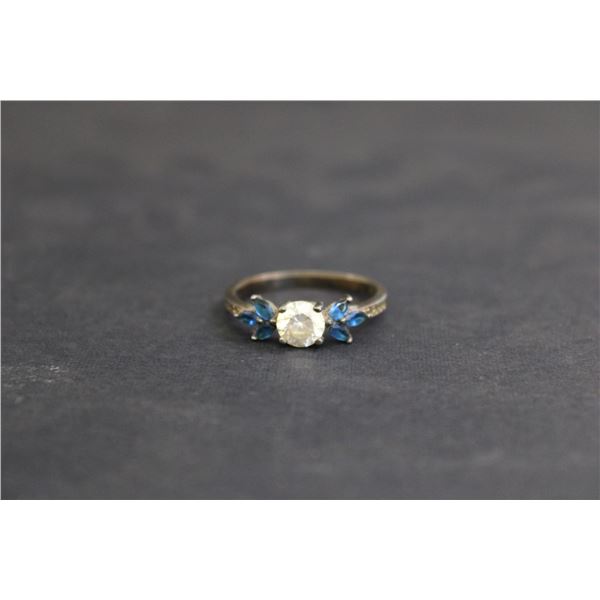 Sterling Silver Blue and Cubic Zirconia Ring