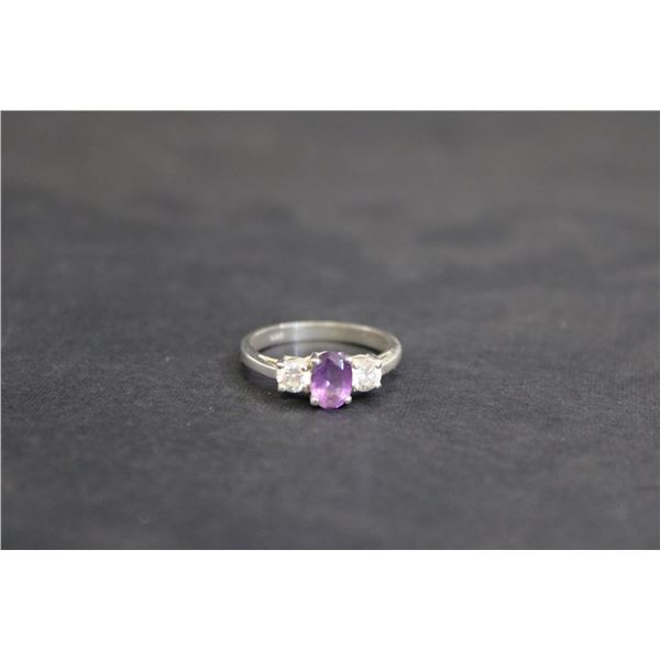 Sterling Silver Purple and Cubic Zirconia Ring