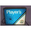 Image 2 : Electric Player's Metal Box Clock Lighted Sign (clock missing minute hand - light works)
