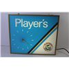 Image 7 : Electric Player's Metal Box Clock Lighted Sign (clock missing minute hand - light works)
