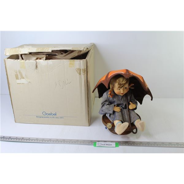 Vintage 1987 Umbrella Girl Goebel- Hummel Doll West Germany (on lazy Susan stand)