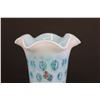 Image 3 : Fenton Blue Frosted Glass Controlled Bubble Satin Vase Ruffled (8" x 5 3/4")